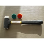 Terugslagvrije nylon hamer met fiberglas steel d 40 mm en vier verwisselbare koppen